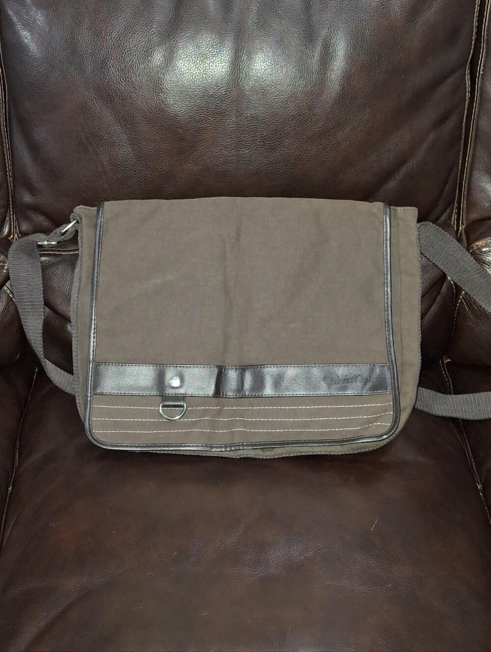 Brown Calvin Klein Canvas Messenger Bag